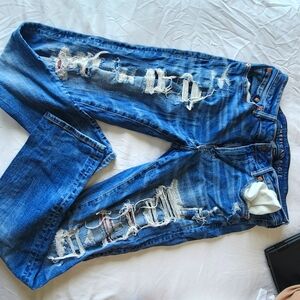 Ripped blue jeans